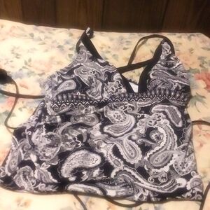 black and white paisley swim suit top by Liz Claiborne